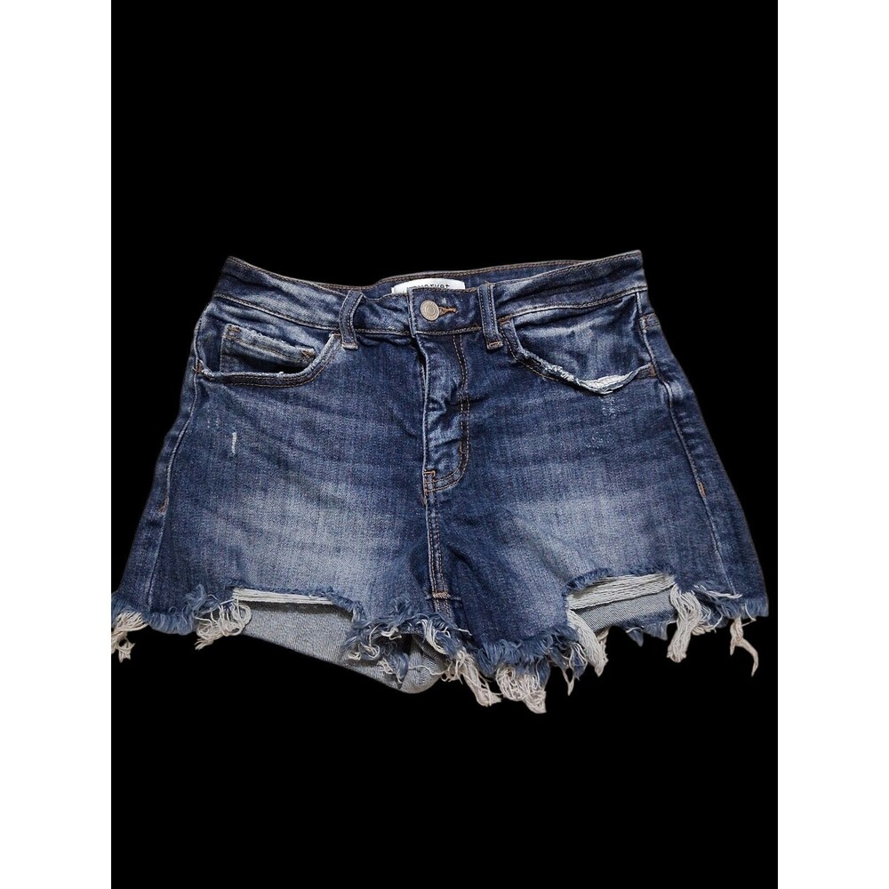 Lovervet by Vervet Denim Shorts Womens M Blue Distressed Raw Hem Stretch Cutoff
